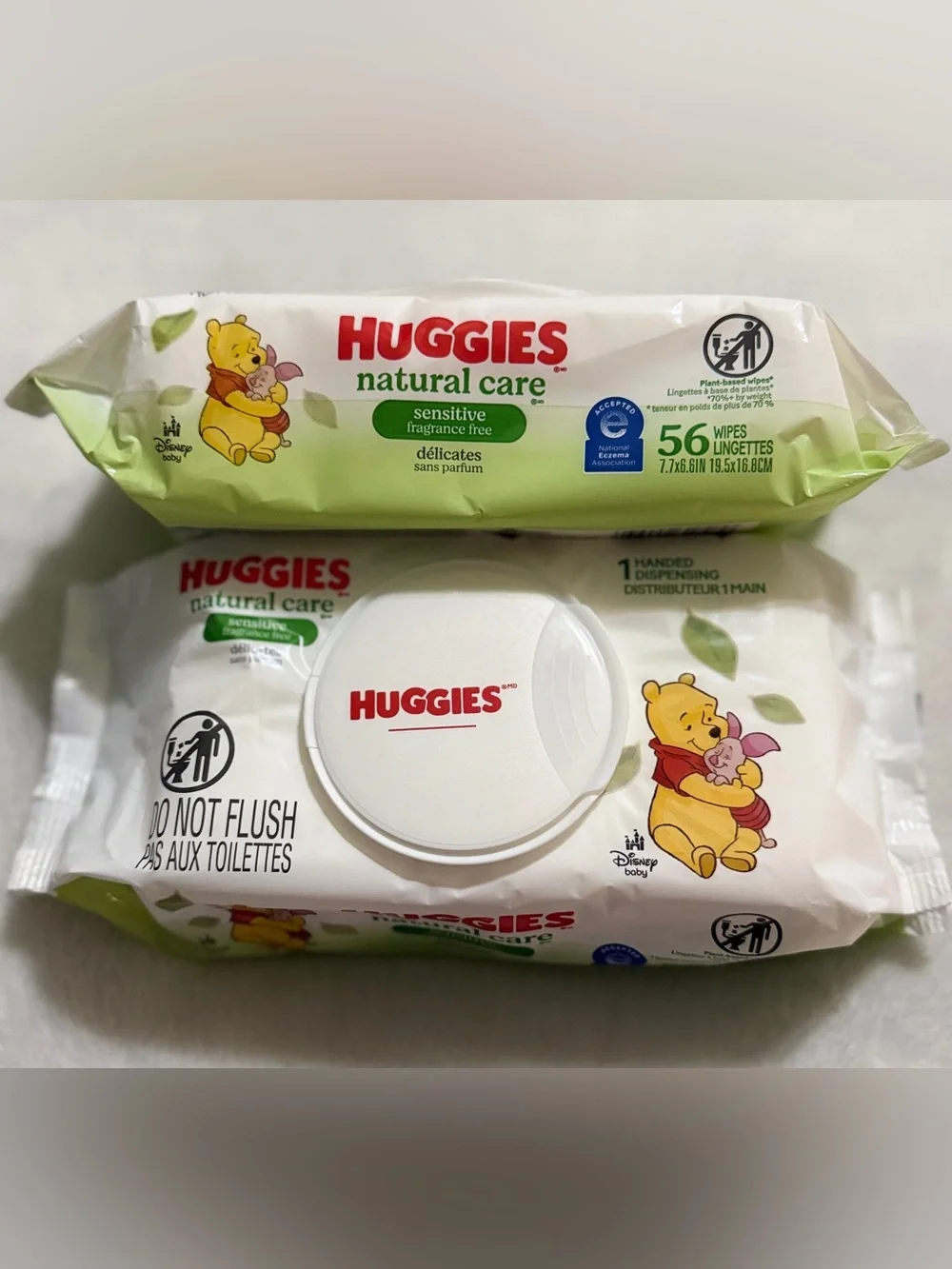 Huggies Natural Care Baby Wipes 56‎ Count Per Pack Lot of 2 Packs - 112 wipes